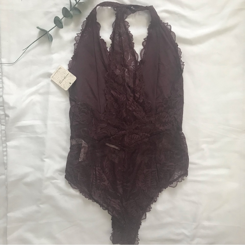 NWT Free People Everyday Lace Bodysuit in Plum Jam - Picture 2 of 10